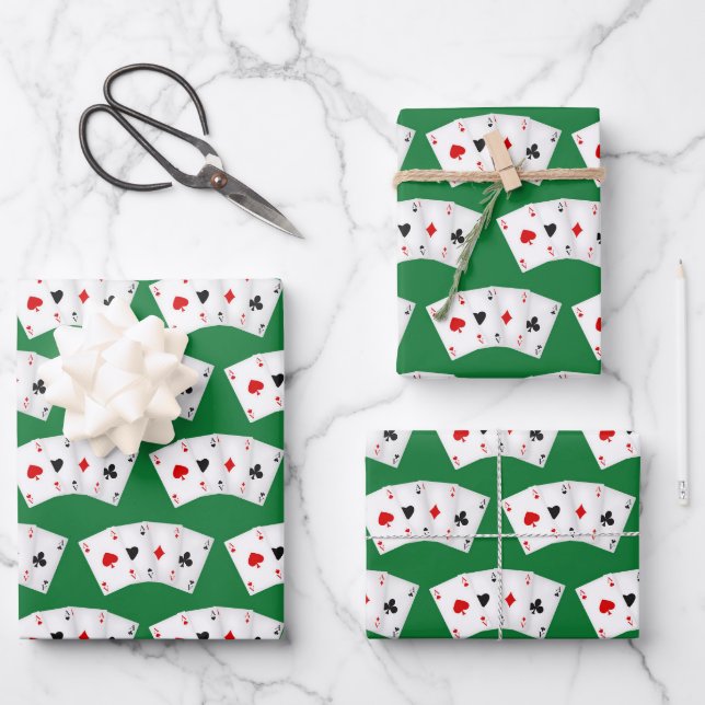 Cool playing card pattern Casino party Wrapping Paper Sheets (Front)