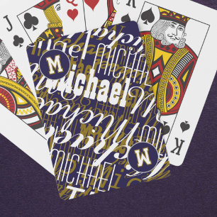 Cool Playing-Cards with Name - Monogram Blue Poker Cards