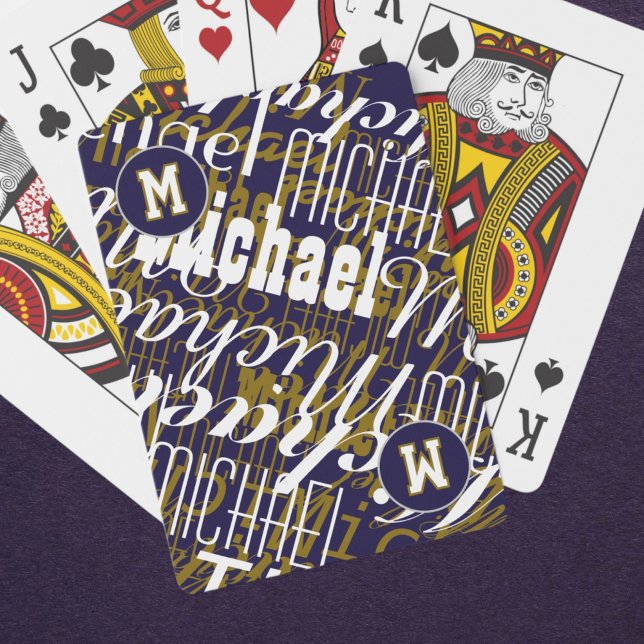 Cool Playing-Cards with Name - Monogram Blue Poker Cards (Creator Uploaded)