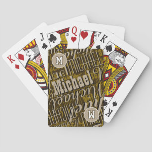 Cool Playing-Cards with Name - Monogram Brown Poker Cards