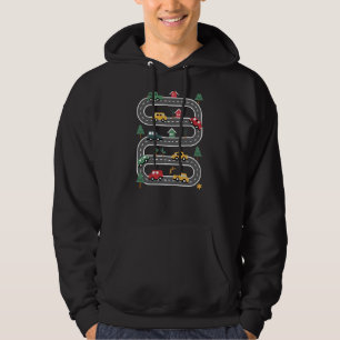 Cool Playmat Kid Car Race Track On Back Dad Racing Hoodie