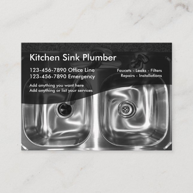 Cool Plumber Business Card Template (Front)