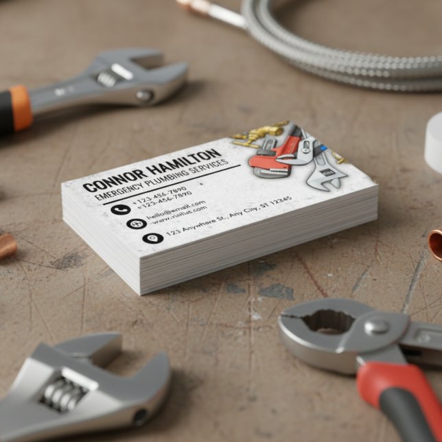 Cool Plumbing Tools Illustration Business Card (Creator Uploaded)