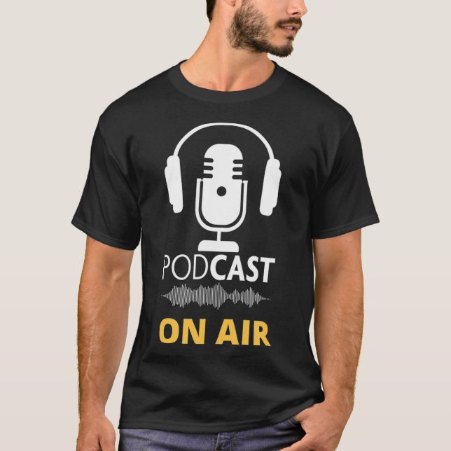 Cool Podcasting Podcaster Recording Microphone Ear T-Shirt (Front)