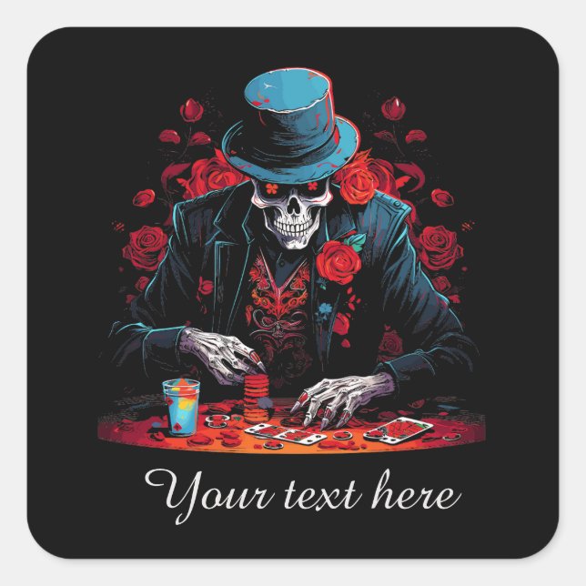 Cool Poker lovers add text Square Sticker (Front)