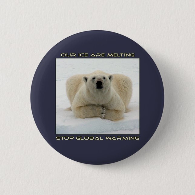 cool POLAR BEAR AND GLOBAL WARMING designs Pinback Button (Front)