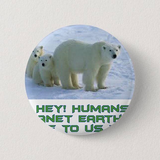 cool polar bear designs button (Front)