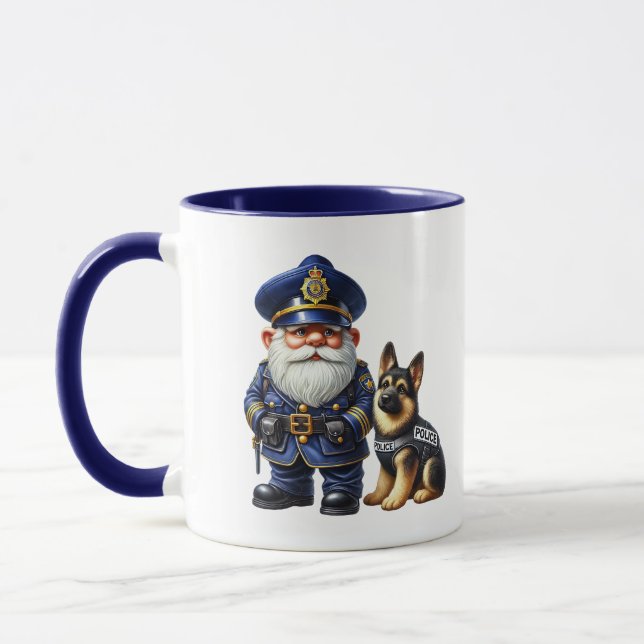 Cool police gnome add monogram  mug (Left)