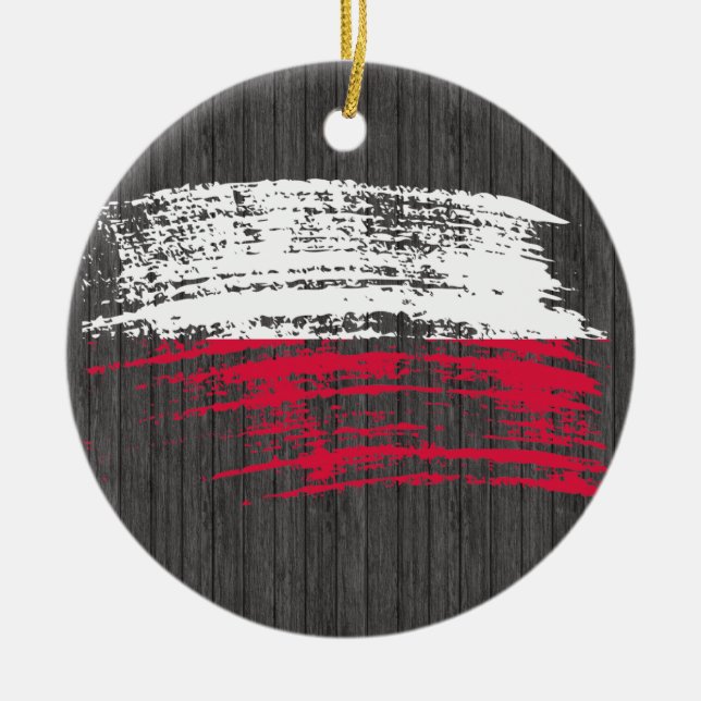 Cool Polish flag design Ceramic Ornament (Front)