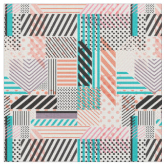 Cool Polka Dots and Stripes Retro Abstract Fabric