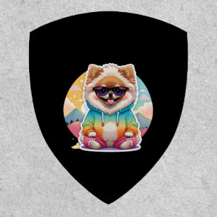 Cool Pomeranian in Rainbow Hoodie Patch