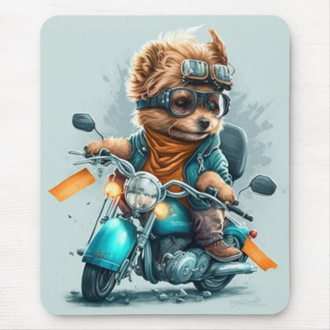 Cool Poodle dog cute funny biker dog mousepad (Front)