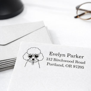 Cool Poodle Pet Dog Return Address Self-inking Stamp