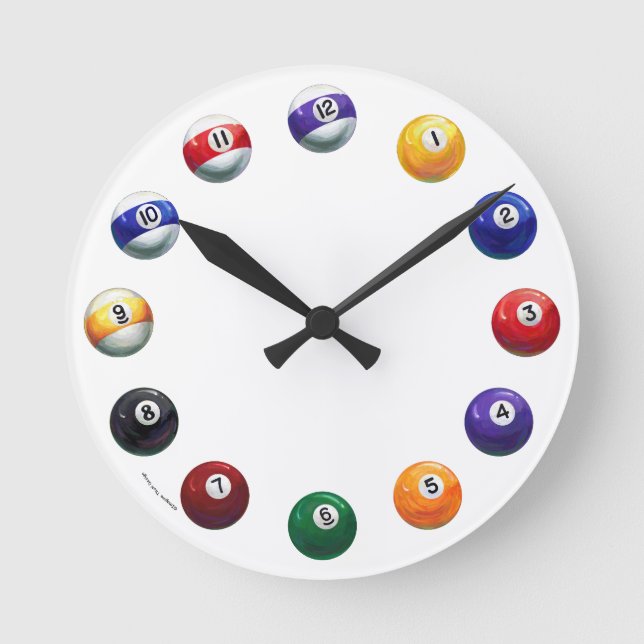 Cool Pool Balls Round Wall Clock (Front)