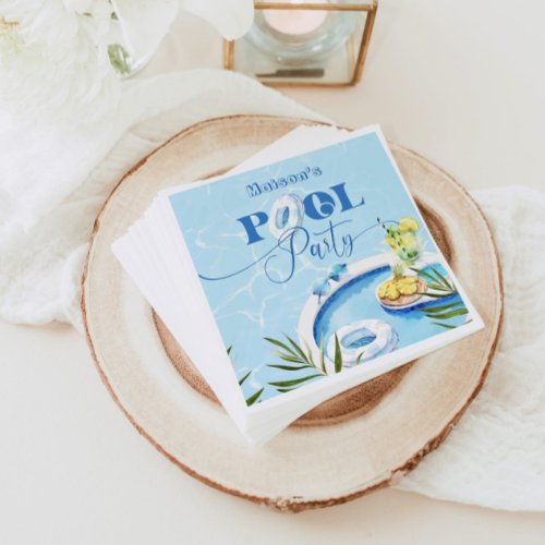 Cool pool birthday party blue swimming pool napkins