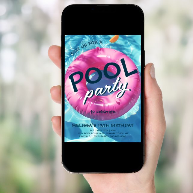Cool Pool Party Birthday Invitation (Front Digital)