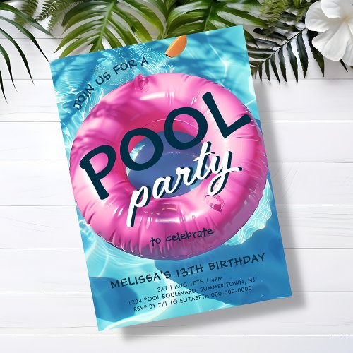 Cool Pool Party Birthday Invitation
