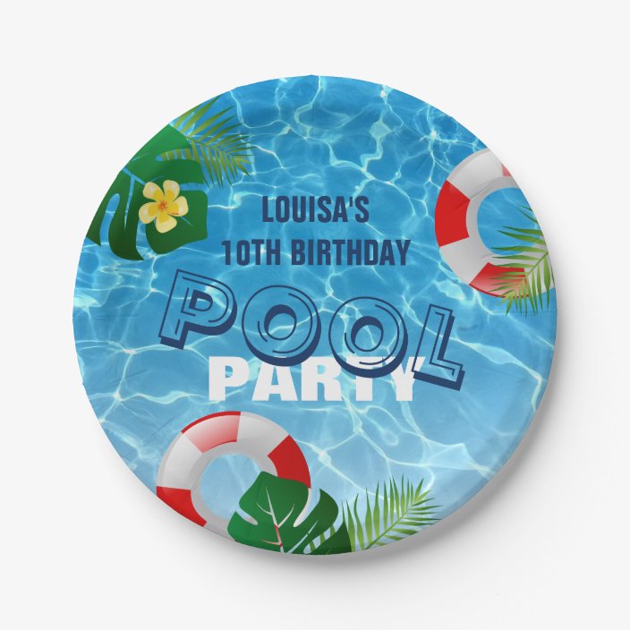 Cool Pool Party Birthday Paper Plate