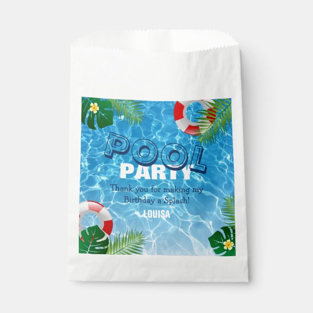 Cool Pool Party Birthday Thank You Favor Bag (Front)