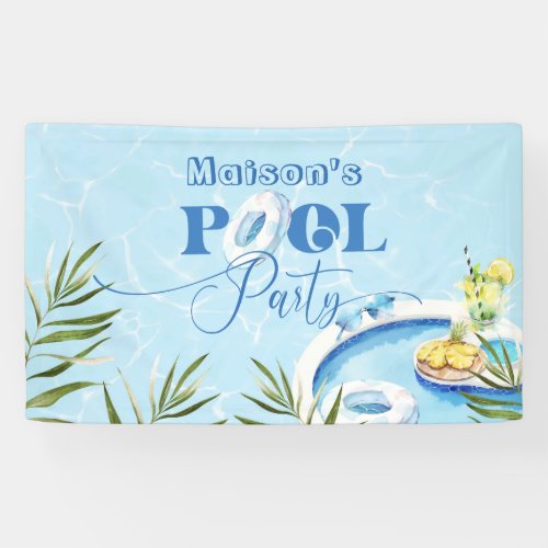 Cool pool party gender neutral birthday banner