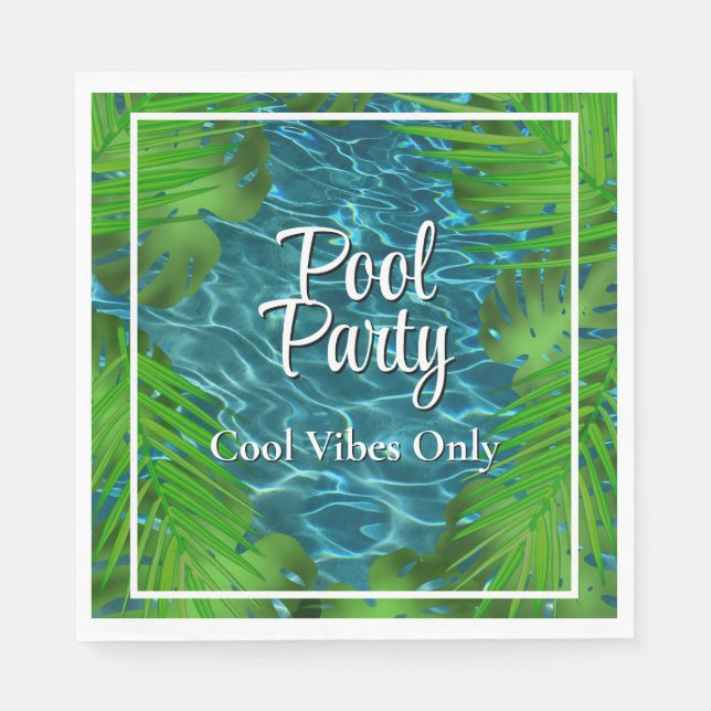 Cool Pool Party palm leaves  Napkins (Front)