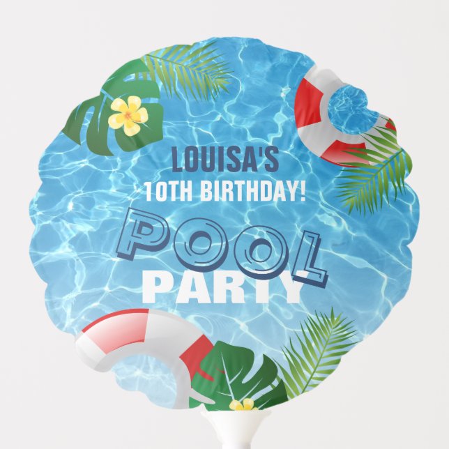 Cool Pool Party Personalized Birthday Balloon (Front)