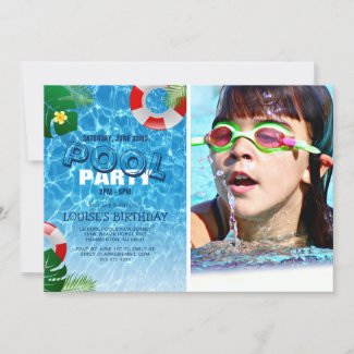 Cool Pool Party Photo | Swimming Birthday Invitation