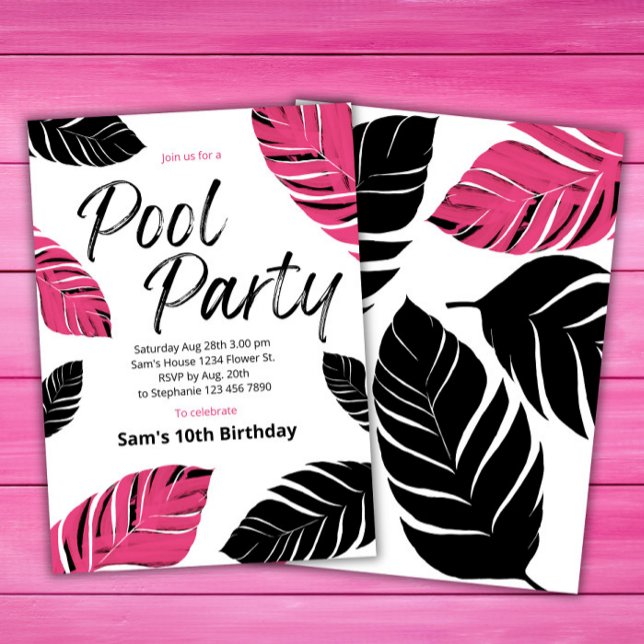 Cool Pool Party Pink Summer Swim Birthday Party Invitation (Creator Uploaded)