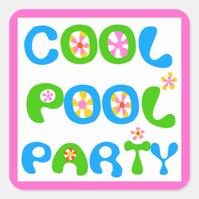 Cool Pool Party Square Sticker (Front)