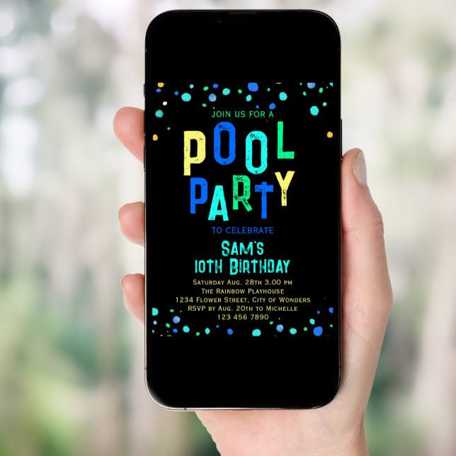 Cool Pool Party Summer Swimming Birthday Party  Invitation (Front Digital)