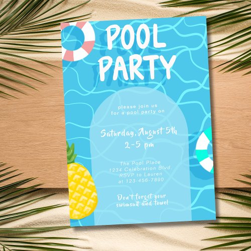 Cool Pool Party Summer Swimming Invitation