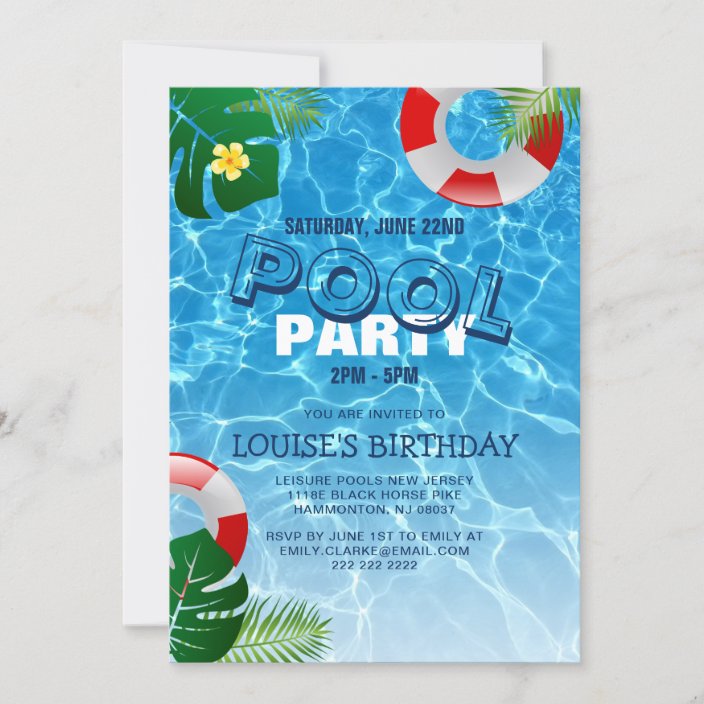 Cool Pool Party | Swimming Birthday Invitation | Zazzle.com