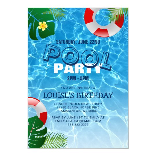 cool pool party swimming birthday invitation zazzle com swimming party invitation