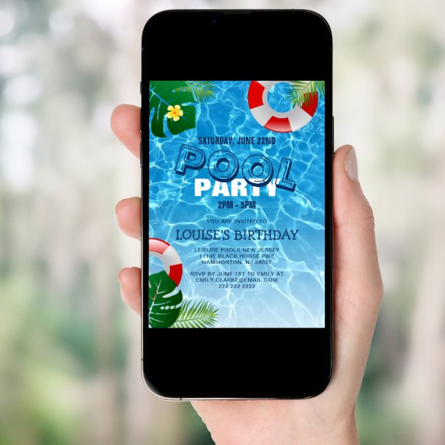 Cool Pool Party | Swimming Birthday Invitation (Front Digital)