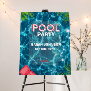 Cool Pool Party   Swimming Birthday Invitation Foam Board