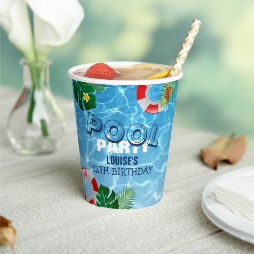 Cool Pool Party  Swimming Birthday Invitation Paper Cups