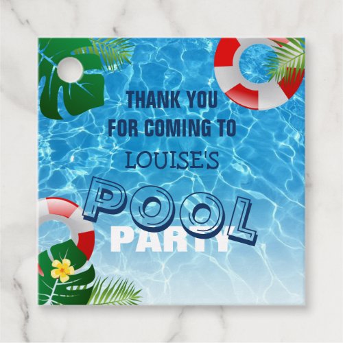 Cool Pool Party  Swimming Birthday Thank You Favor Tags