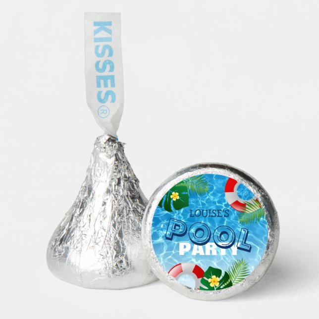 Cool 'Pool Party' Tropical Personalized Hershey®'s Kisses® (Front)