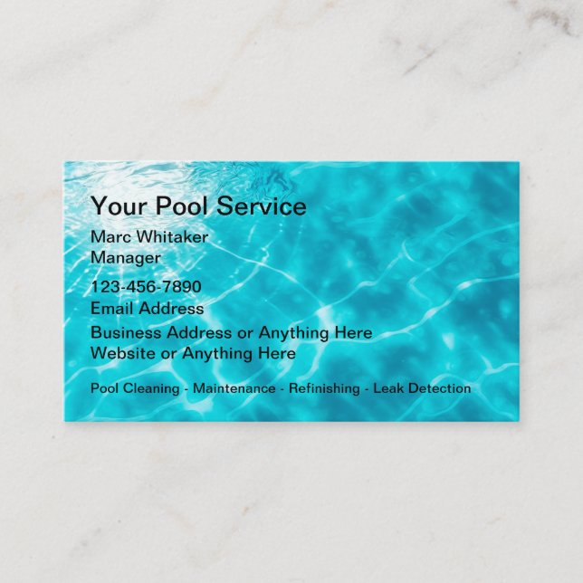 Cool Pool Service Business Cards NEW  (Front)