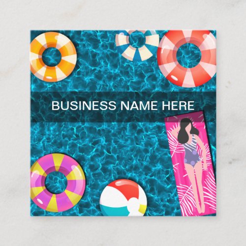 Cool Pool Service Square Business Cards Template