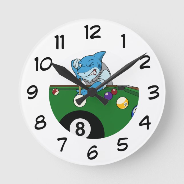 Cool Pool Shark Man Cave Wall Clocks (Front)