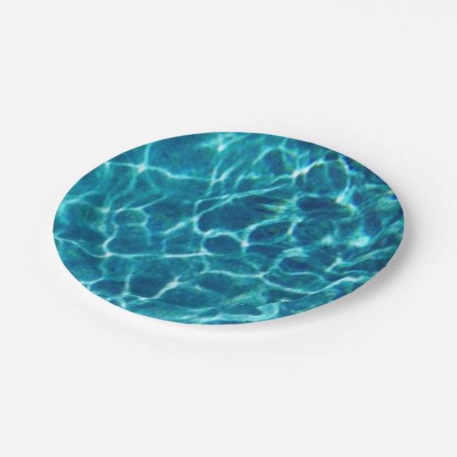 Cool Pool Water Paper Plates (Angled)