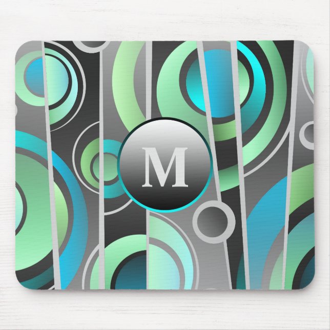 Cool Pop Art Abstract Geometric with Monogram Mouse Pad (Front)