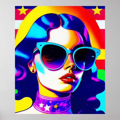 Cool Pop Art and Stripes Vintage Sunglasses Poster