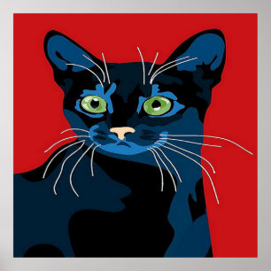 Cool pop art cat home office poster