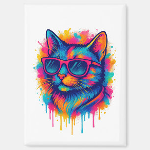 Cool Pop-Art Cat with Sunglasses Magnet