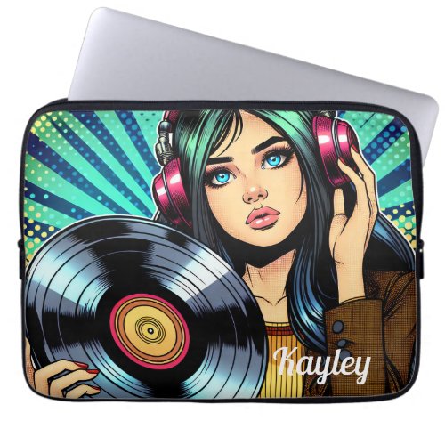 Cool Pop Art Comic Style Girl Personalized Laptop Sleeve