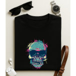 Cool Pop Art Neon Splash Skull T-Shirt Sunglasses
