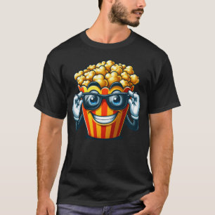 Cool Popcorn Cartoon Sunglasses Cinema retro T-Shirt