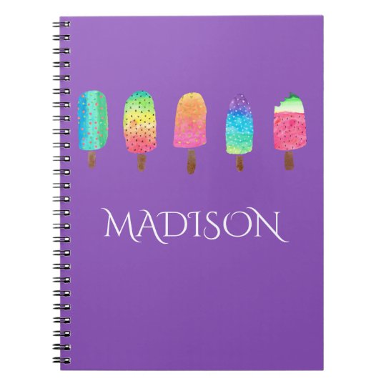 Cool Popsicles Purple Custom School Notebook